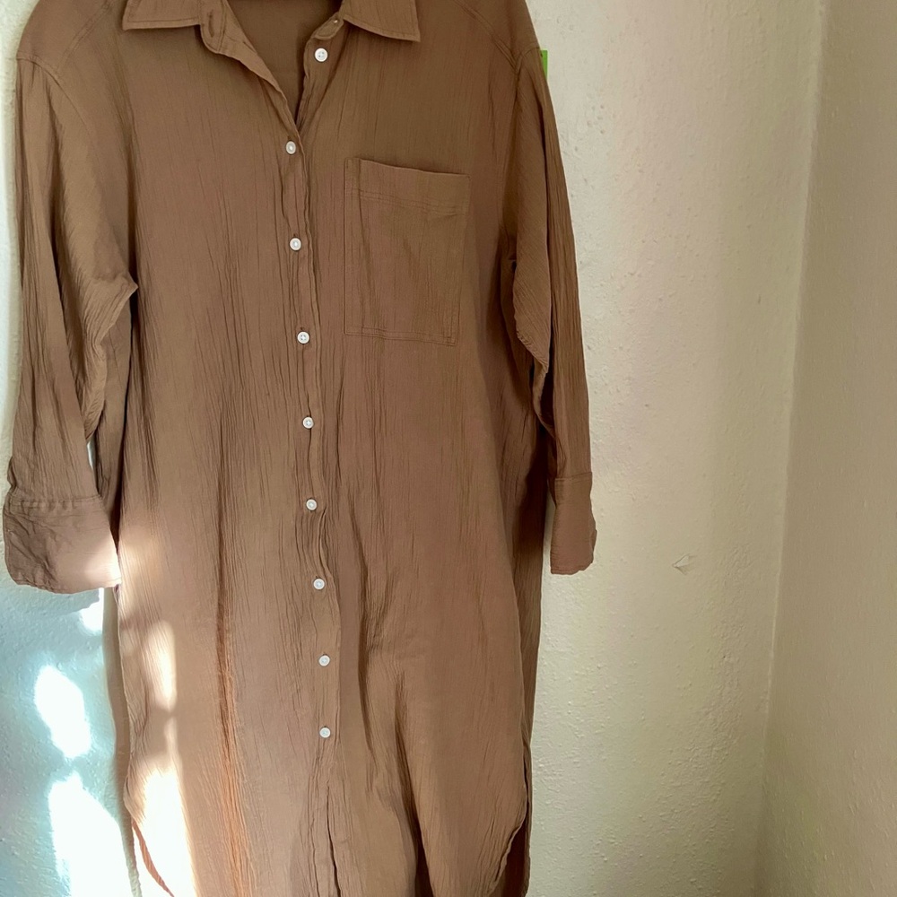 H&M Tan Collared Shirt Dress